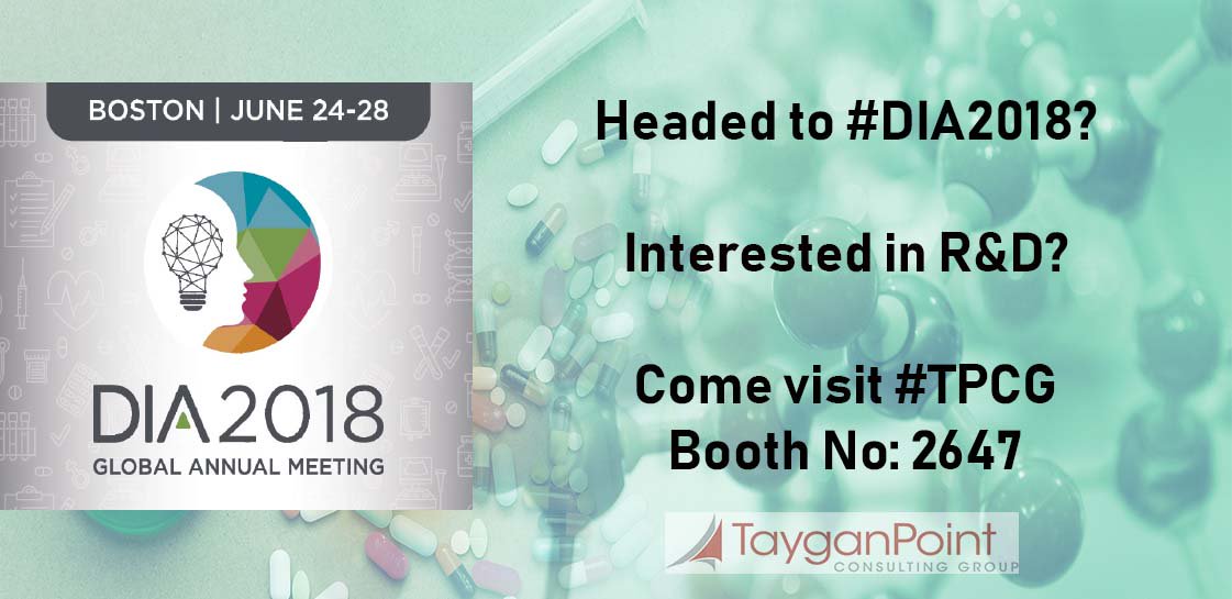 Increased cost of drug development and lack of transparency in project costs proving to be a challenge? 

Looking for solutions? 

Stop by <a href="/TayganPoint/">TayganPoint</a> booth #2647 at #DIA2018 to learn more. 
June 24-28. Boston, MA.