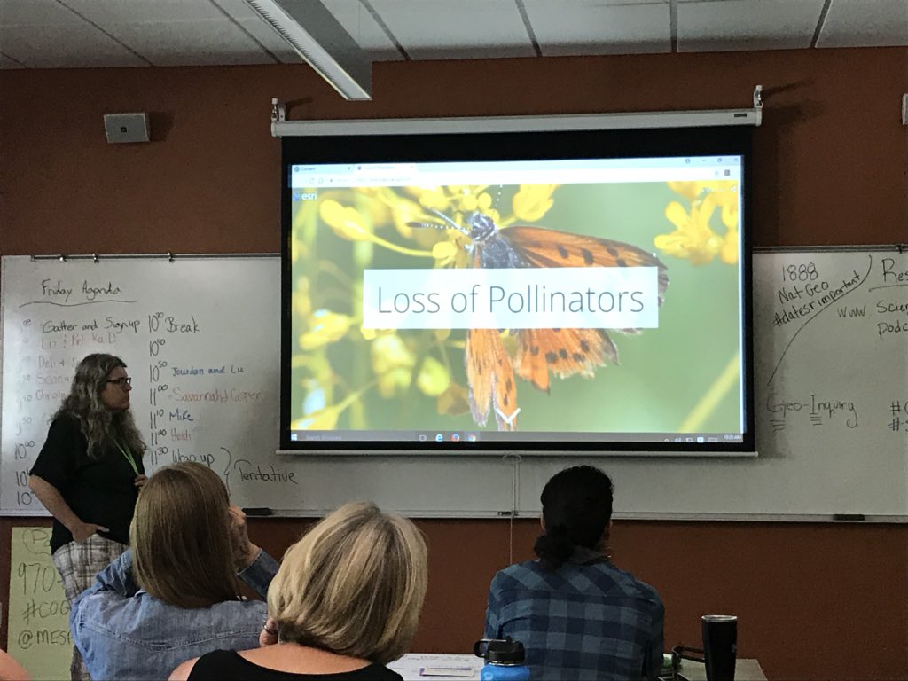 STEMisMyFuture's tweet photo. Linda and @historicalipad showcasing their #COGeoInquiry @EsriStoryMaps about pollinators in #coloradoSprings #Survey123forARcGIS Thanks to sustainability profs at #cmcsb for the pollinator tour! @amohanBSCS @BSCSorg @COGeogAlliance @NatGeoEducation #NatGeoInquiry https://t.co/y09K8owcji