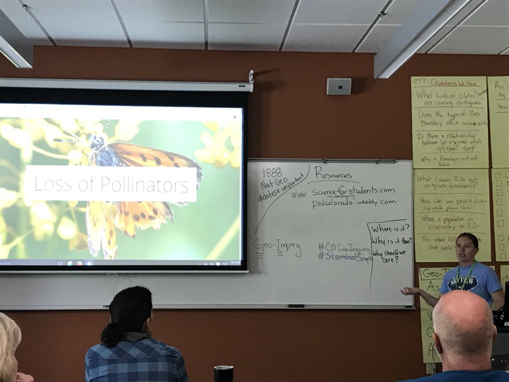 STEMisMyFuture's tweet photo. Linda and @historicalipad showcasing their #COGeoInquiry @EsriStoryMaps about pollinators in #coloradoSprings #Survey123forARcGIS Thanks to sustainability profs at #cmcsb for the pollinator tour! @amohanBSCS @BSCSorg @COGeogAlliance @NatGeoEducation #NatGeoInquiry https://t.co/y09K8owcji