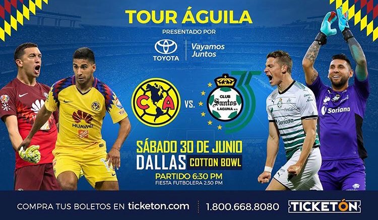 En esta hora boletos para #TourAguila <a href="/clubamerica/">Club América</a> Vs <a href="/clubsantos/">Club Santos</a> que llegan este 30 de Junio al <a href="/cottonbowl/">tom</a> ⚽️ <a href="/zonamx991/">Zona MX 99.1 FM</a>