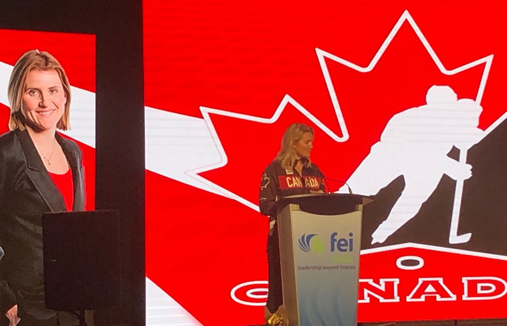 davidmcisaac's tweet image. Motivating closing presentation by Hayley Wickenhieser, a Canadian former women’s hockey player. #FEICanada18 #hockey #motivation #acheivement #leadership