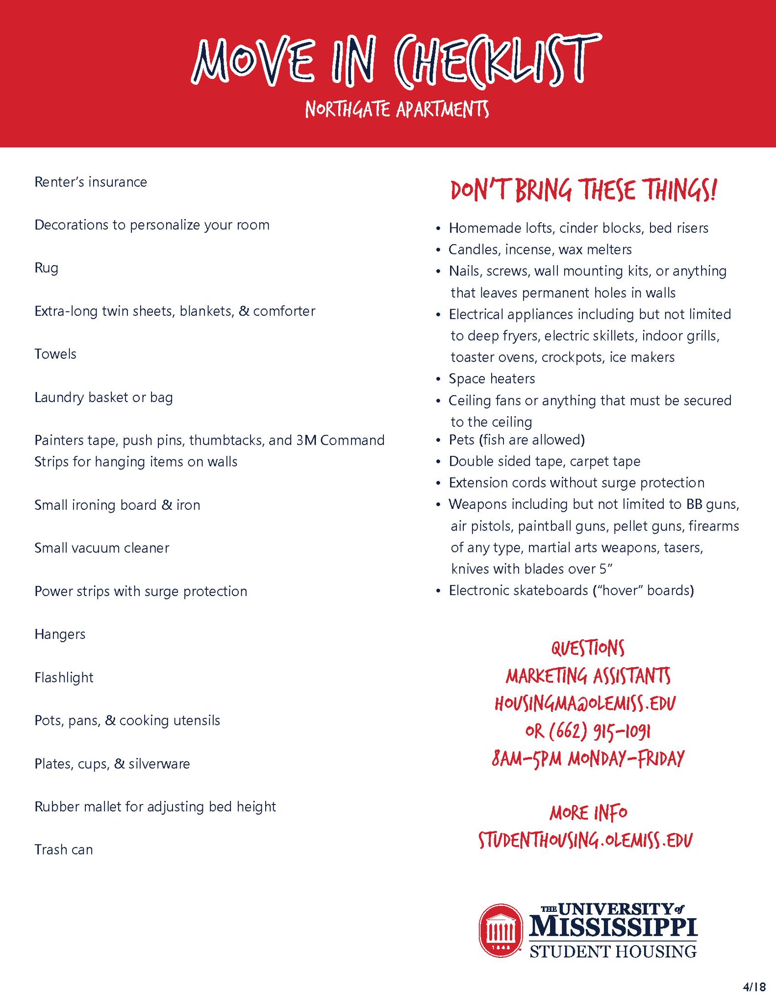 Ole Miss Student Housing on Twitter "201819 CAMPUS WALK & NORTHGATE