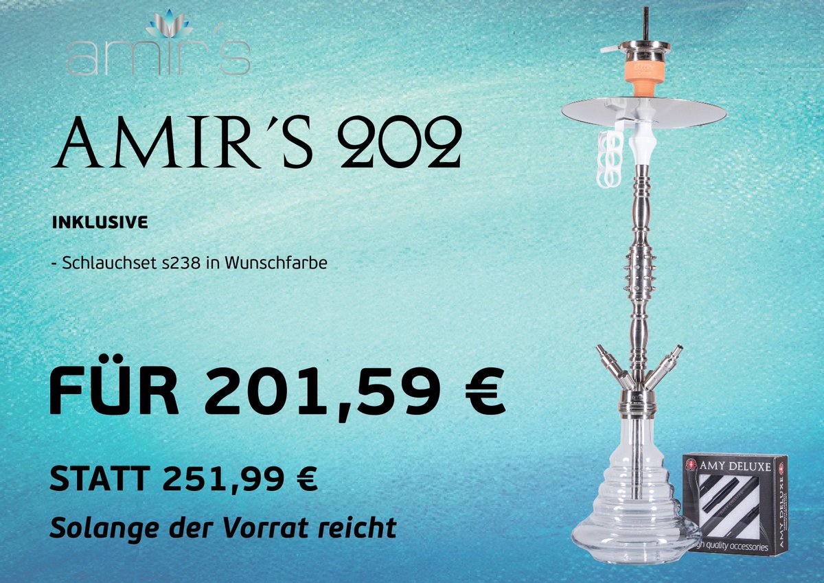 Es ist mal wieder Zeit für neue Angebote!
Ab sofort gibt es die AMIR´S 102 und AMIR´S 202 mit einem gratis Schlauchset in Wunschfarbe für nur 201,59€. Solange der Vorrat reicht!
Gleich zuschlagen und dieses Angebot sichern:
amydeluxe.de/edelstahl/1582…
amydeluxe.de/edelstahl/1581…