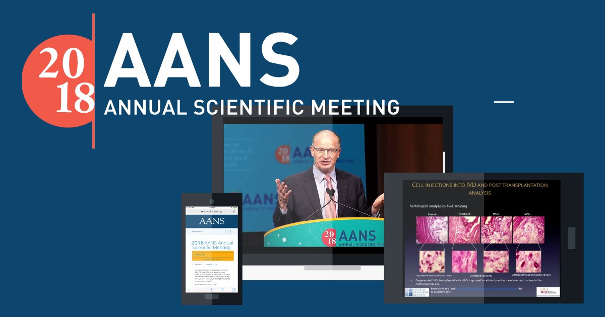 AANSNeuro's tweet photo. #AANS2018 attendees get free online access to 350+ recorded presentations and speakers. Start watching here: https://t.co/pZ8Crc6bSG https://t.co/mLQyzehutj