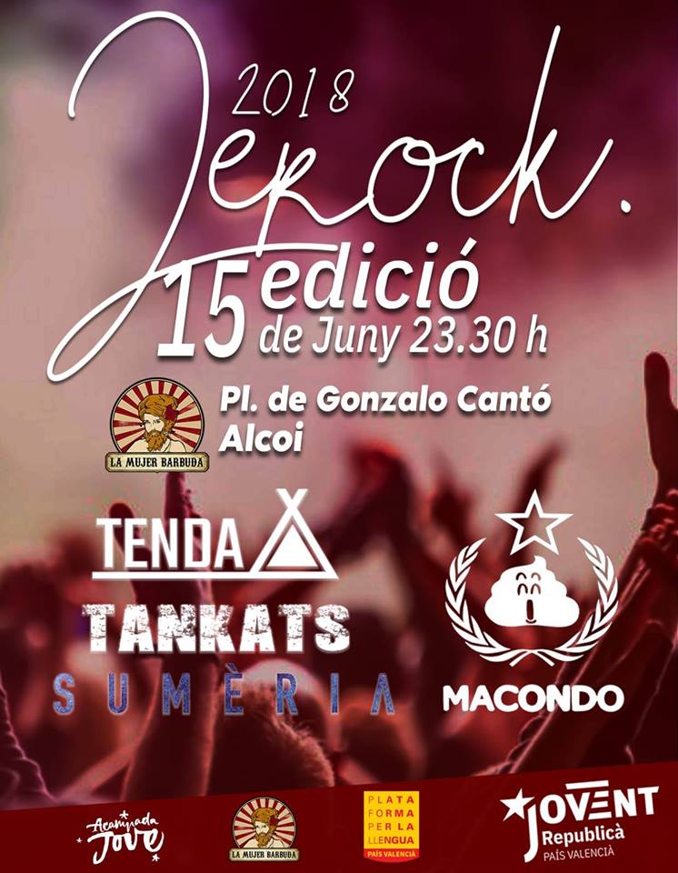musicadelpv's tweet photo. Esta nit a les 23:30h @Tendagrup, @Tankats, @SumeriaGrup i @macondopv al Jerock 2018 a #Alcoi
https://t.co/gUdE5vChoS https://t.co/Ytvd7mSdLE