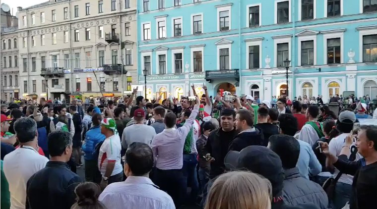 WORLD CUP: Iranian fans on the streets of St. Petersburg before the match against Morocco (Video) evnsocialnewswire.slack.com/files/UAZNRGGJ…