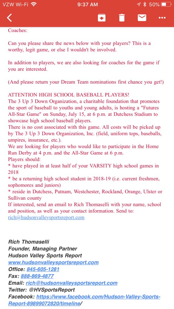 BaseballTri's tweet image. Here is some info for an All Star game. It is open to Fr, So, and Jr’s from the Hudson Valley.