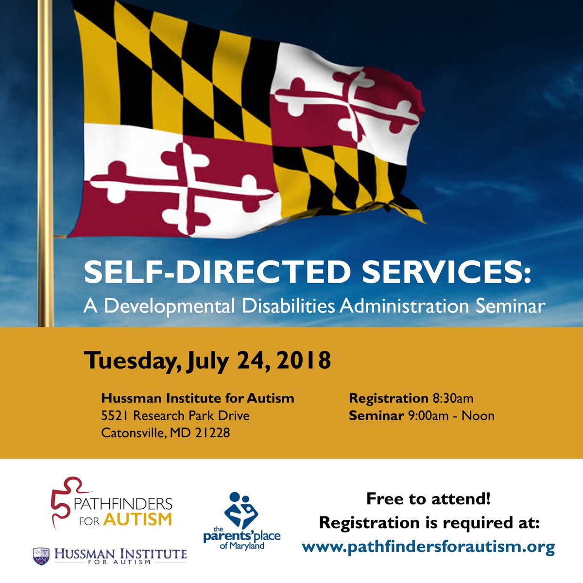 Path_For_Autism's tweet photo. FREE #Autism WORKSHOP ALERT! Self-Directed Services: A Developmental Disabilities Administration Seminar. Partners include @@Path_For_Autism , @ParentsPlaceMD, &amp; @HussmanAutism. Register online at https://t.co/ot9VZWCDNf https://t.co/fmunywp6ok
