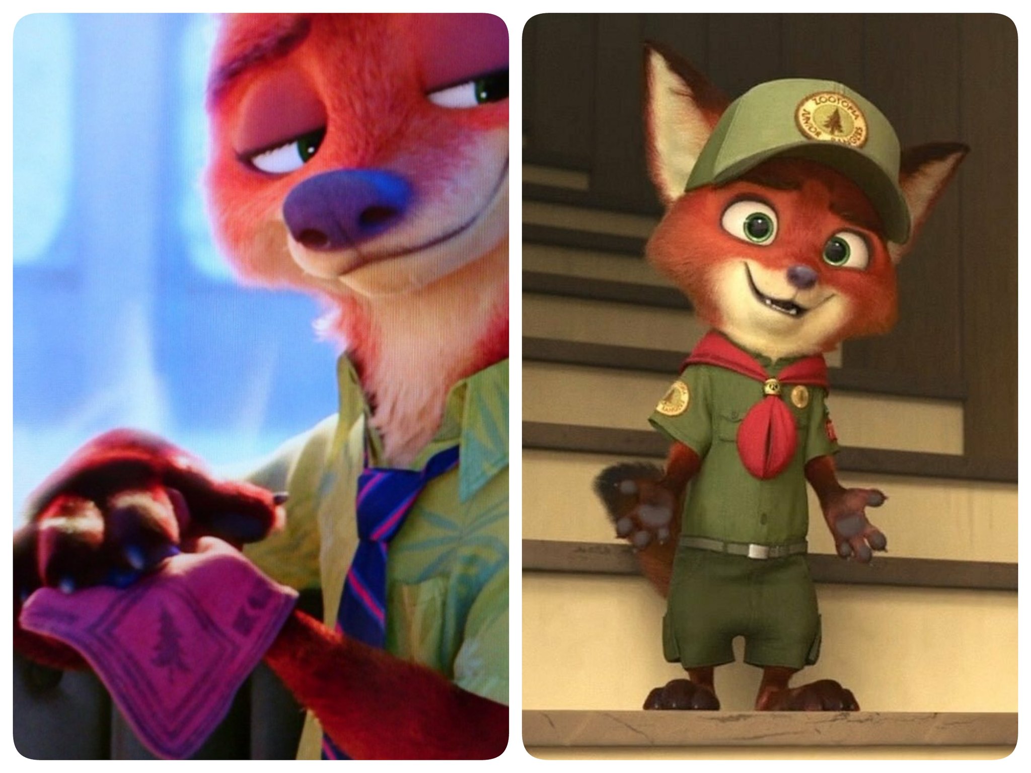 Twitter 上的 みゆ あつ森ハピパラは沼 ニックがブルーベリーを包んだ赤いスカーフは ジュニアレンジャースカウトの制服のスカーフです 帽子とスカーフに 木のマークが有りますね 母からのプレゼントを大切に使っているニック ホロリ ズートピア