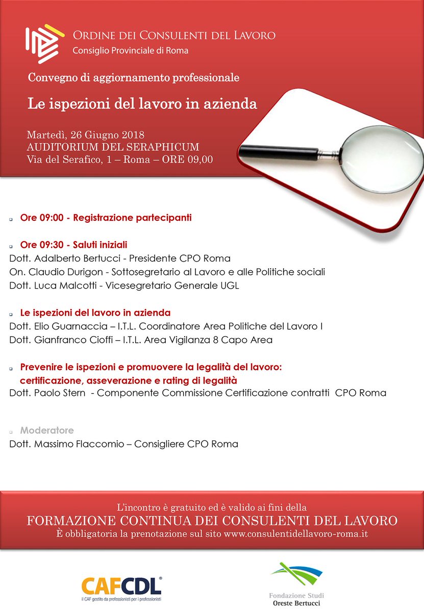 Stern_Zanin's tweet photo. Le ispezioni del #lavoro in #azienda: Convegno gratuito di aggiornamento professionale valido ai fini della formazione continua dei #CdL . Per info e prenotazioni https://t.co/xcf08cKbmq https://t.co/AyFDNmFVVl