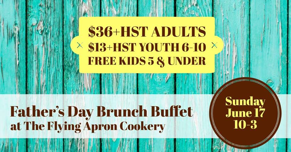 The Flying Apron Cookery (<a href="/FlyingApronCook/">Chris&Melissa Velden</a>) is hosting a #FathersDay brunch this Sunday! Bring the whole #family and enjoy delicious food!

To see the menu, or to book a reservation, check out their event page here: bit.ly/2HQZ76N