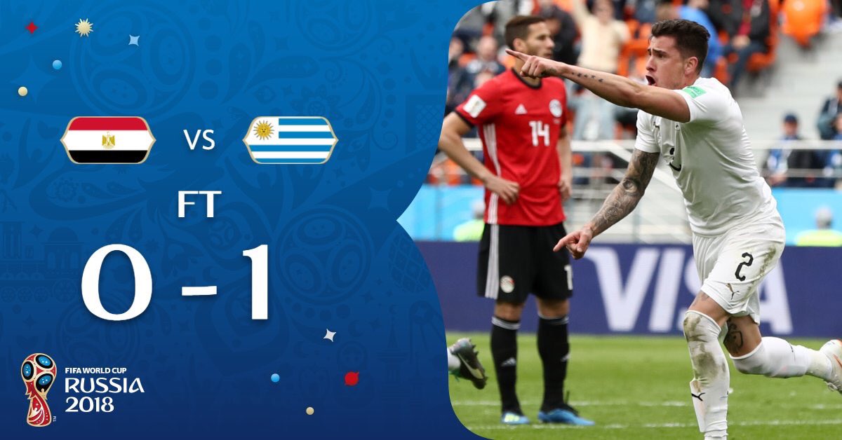 Players__Eye's tweet photo. FINAL SCORE: Egypt 0-1 Uruguay 
.........
#russia #football #worldcup2018 #egypt #uruguay https://t.co/h0GkgUuZct