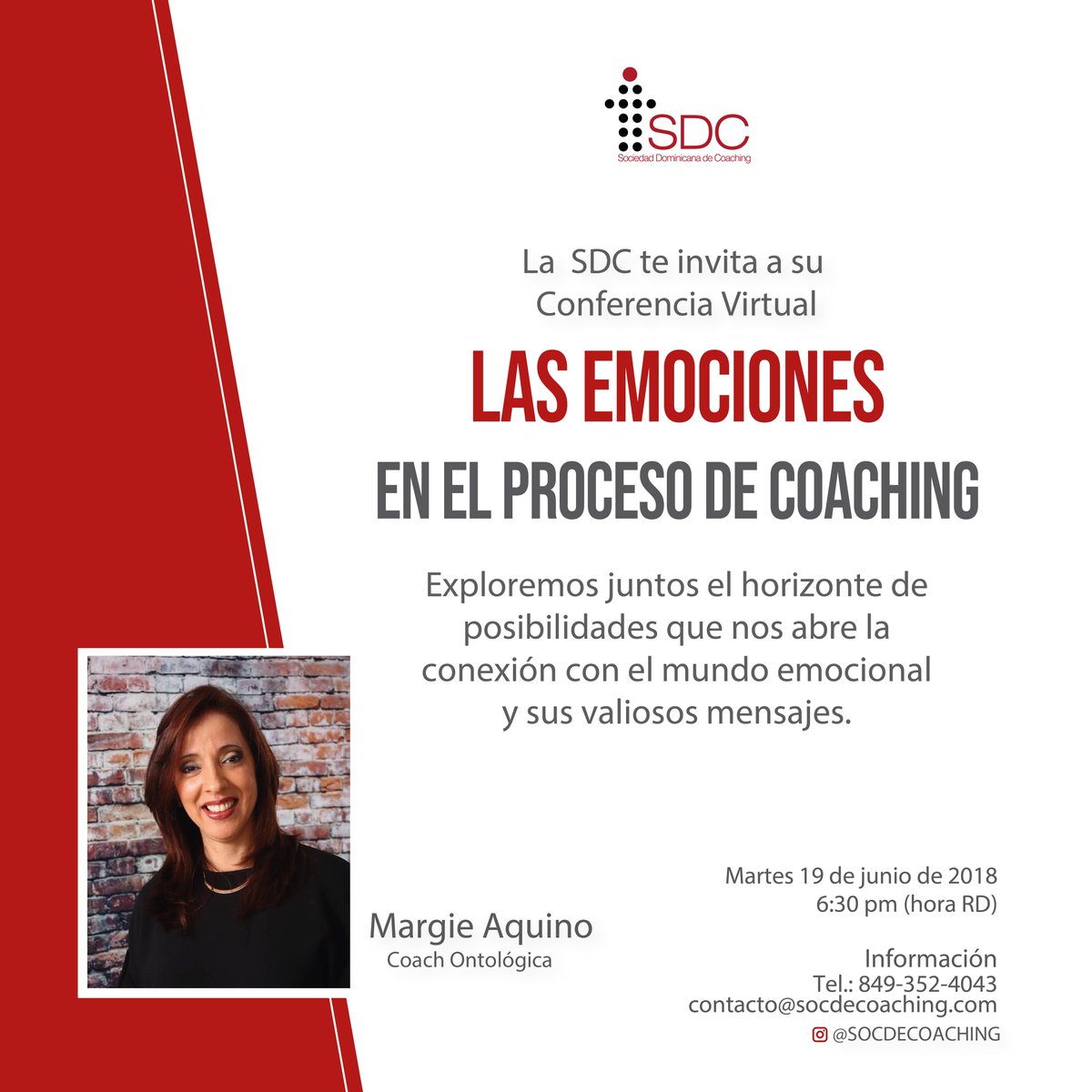 Coaching_RD's tweet photo. Te has preguntado como manejar las emociones en un proceso de coaching. PUES este #ENCUENTROSDC es para ti! Conferencia VIRTUAL |Link en nuestras redes SIGUENOS IG @sdcoaching | FB @socdecoaching | MARTES 19, 6:30pm
#sdcoaching #coachingrd #socdecoaching #idearmerd https://t.co/Vhv0vQY4sf