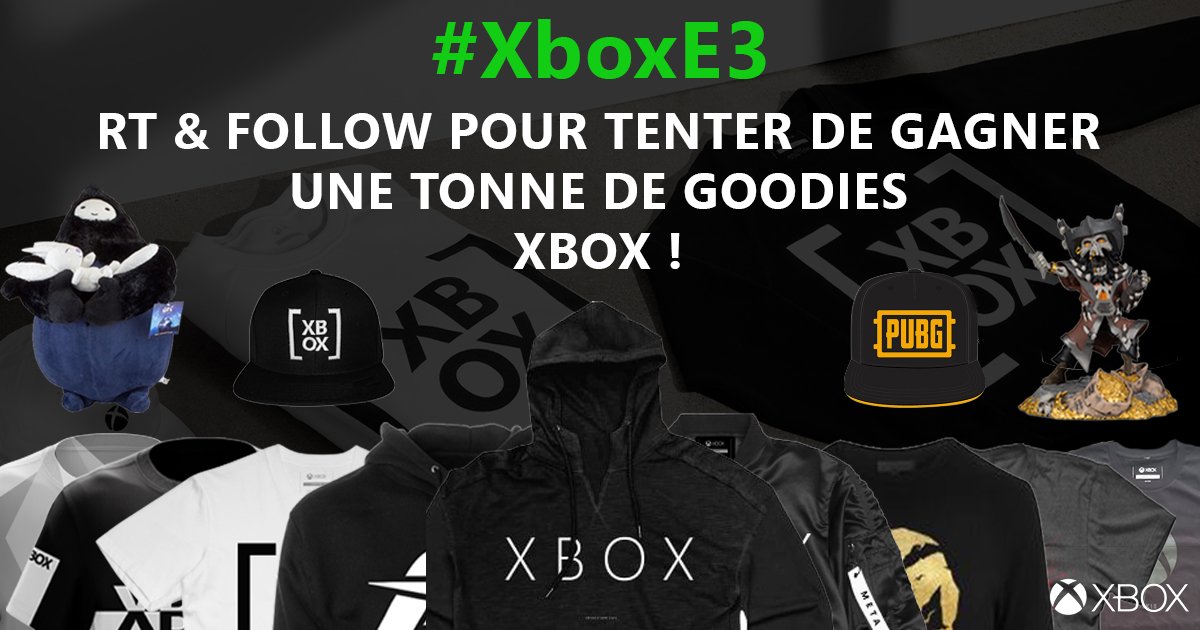XboxFR's tweet photo. RT &amp; Follow pour tenter de gagner plein de goodies #Xbox !!
On vous les a ramenés de l' #XboxE3 ! #XboxLovesYou https://t.co/SxObRaUwLn