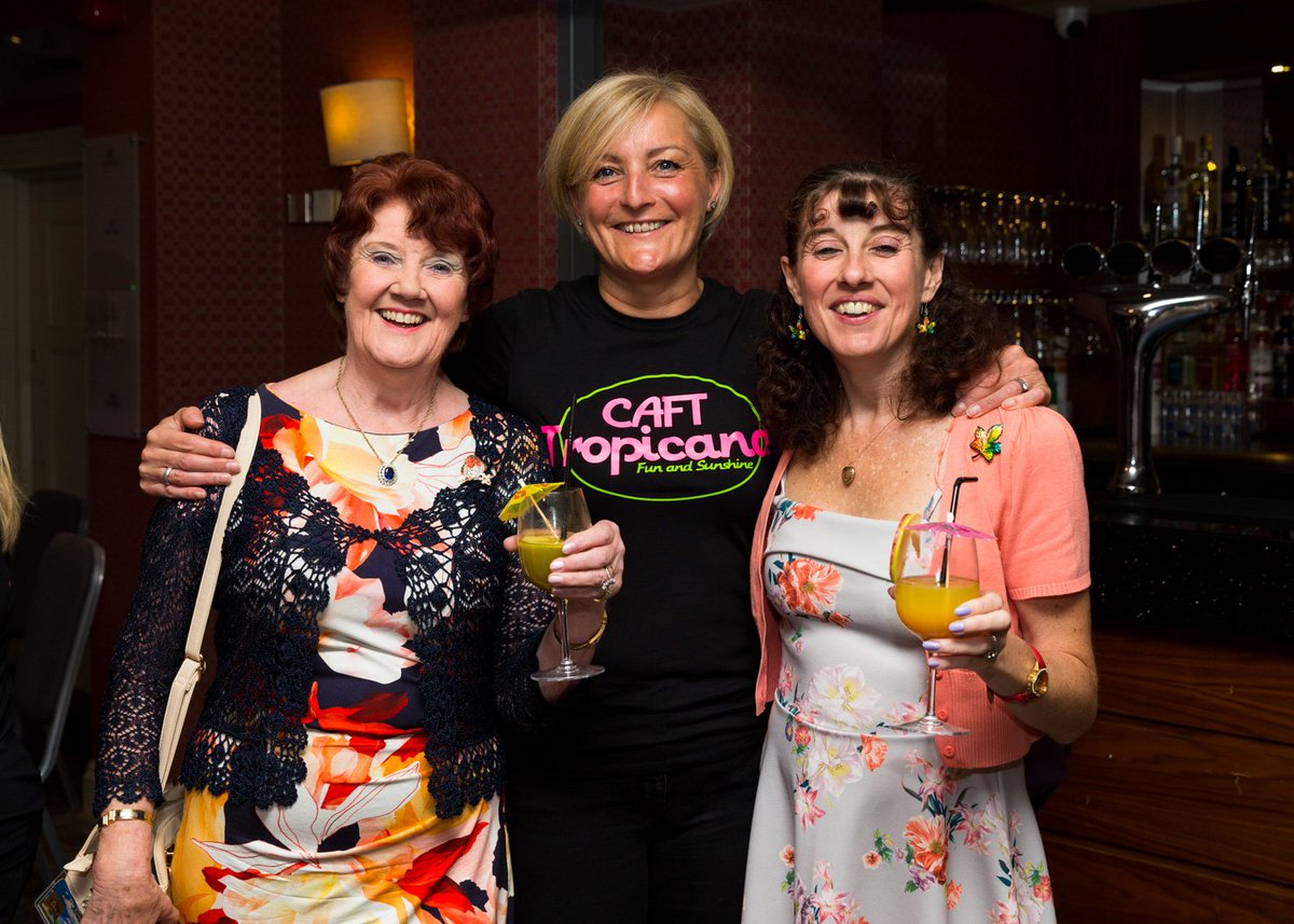 CAFTcharity's tweet photo. HUGE thanks to @ltmclothing for helping our staff &amp; volunteers look totally tropical at our #CAFTTropicana2018 Ladies Lunch at @LifeatMere on Wednesday. LTM are a fantastic local company who we love working with. Steve, you're a printing super star! Helen x https://t.co/THtsCzvxYm