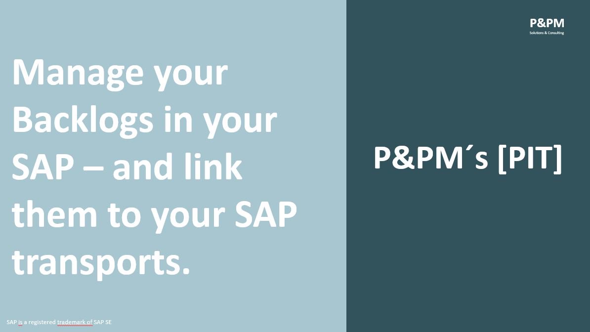Jens4PandPM's tweet photo. Manage your Product Backlog in SAP - linked to your SAP transports.

Managing a backlog separated from the deliverables is tricky. Use our SAP add on to 
- manage a product backlog real time in your SAP
- link SAP Transports to the relevant backlog 
https://t.co/qDPcbNR4fd https://t.co/ftvjnBatSH