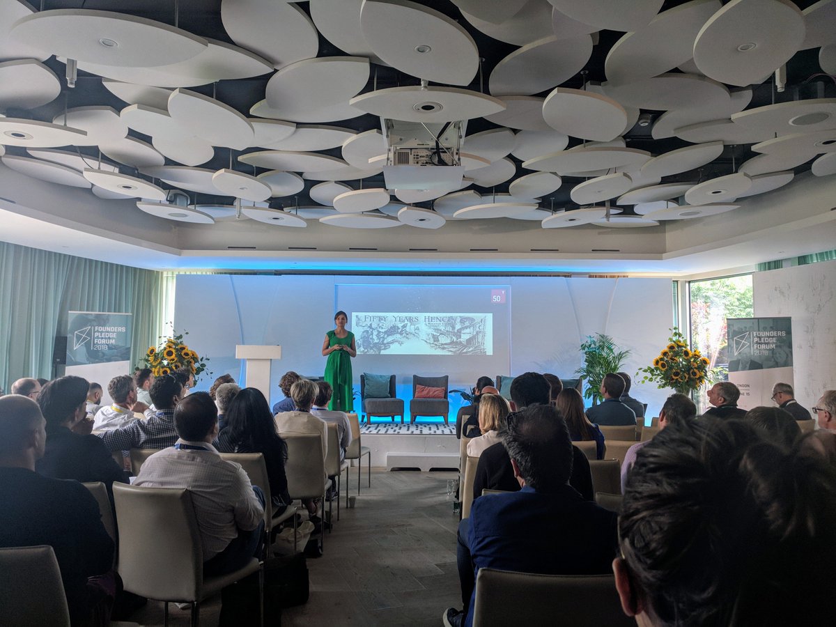 sethbannon's tweet photo. Great talk from @elamadej at @FoundersPledge Forum, encouraging founders to not wait until they make wealth to do good (philanthropically). You can generate wealth BY doing good! And still donate later if you want. #FPF18 https://t.co/KTEC2djqhP