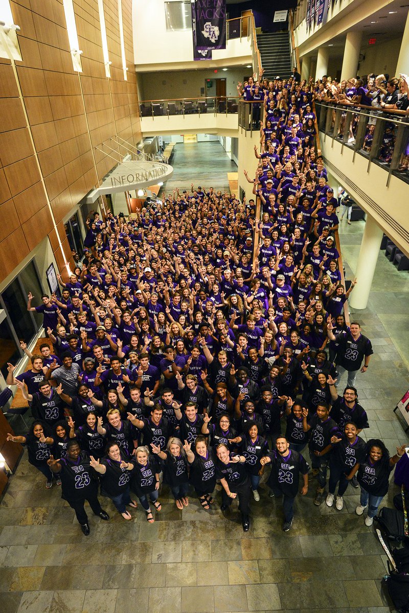 Hundreds of prospective Lumberjacks and their parents are on campus this week attending #SFAOrientation. They are getting their first look at our amazing university and all it has to offer. Welcome to SFA future Lumberjacks and parents! #AxeEm