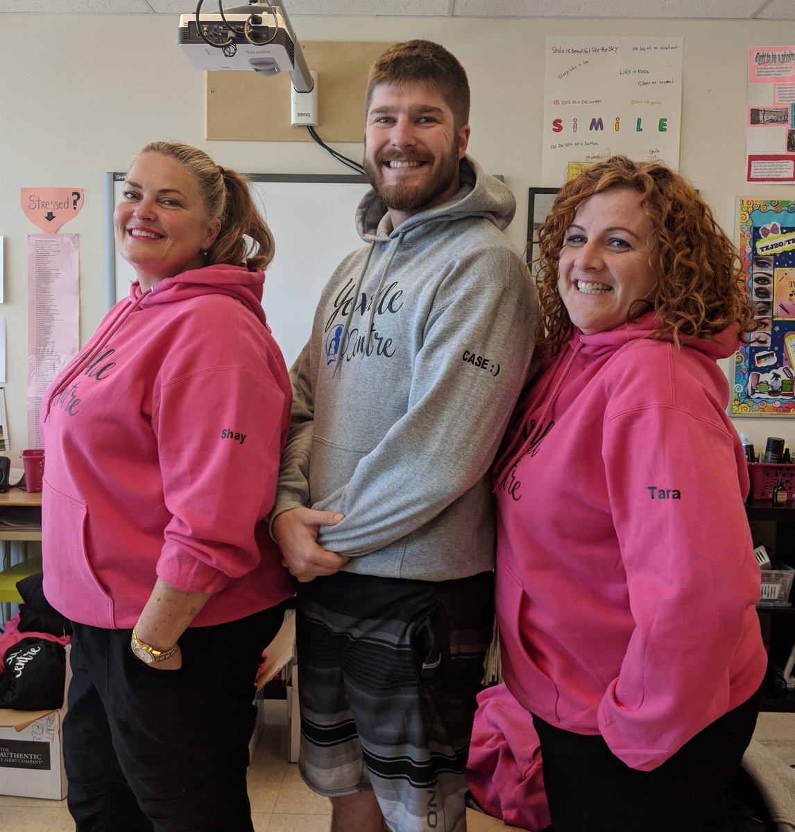 ProfSwords's tweet photo. @shayavery1971 @casedekemp & I with our new @McHughEduCentre @YouvilleCentre hoodies! Thanks to @ONeducation #speakUP grant for helping to fund this #realgrad Pics of students to come! https://t.co/WKzVwzgJJx