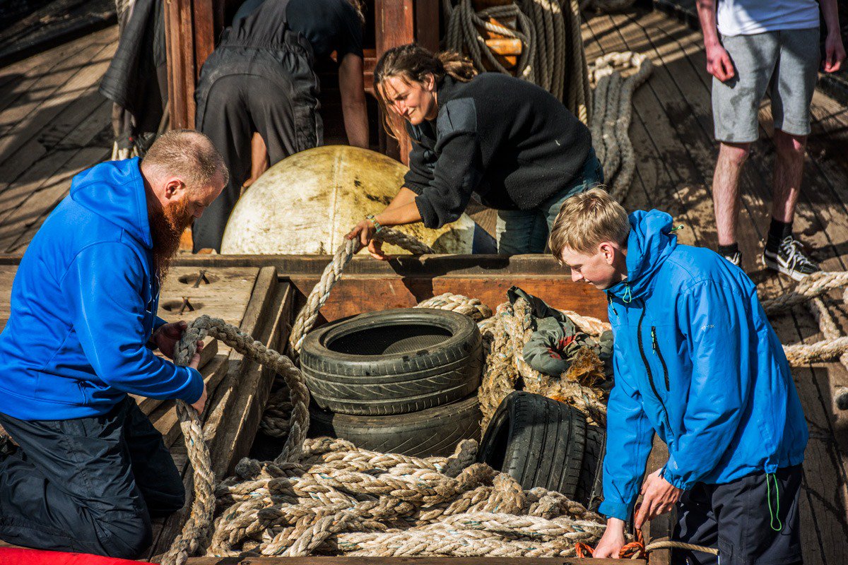 Square_Rigger's tweet photo. Three willingfull #trainees have joined our #ship in #Bangor to gain #sailing and lifetime experience. They have been learning how to set #sails, how to make #knots and #navigate in #sea, everything as a proper #seaman should know. We hope they enjoyed their time #Onboard. #eop https://t.co/mV01vC2JM4