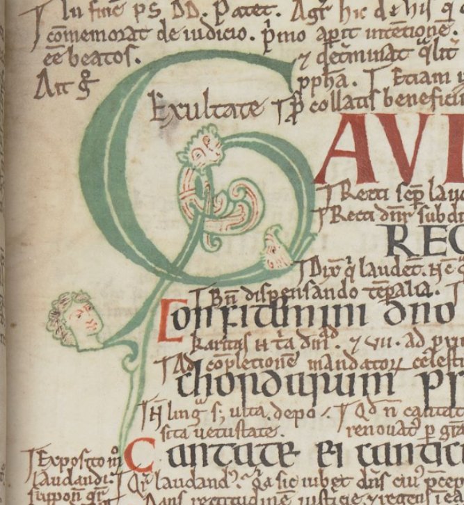 #GreenForGrenfell 
Green initial 'G' from a 10th-century Psalter, surrounded by later annotations and additions
bl.uk/manuscripts/Fu…
Add MS 37517, f. 20r