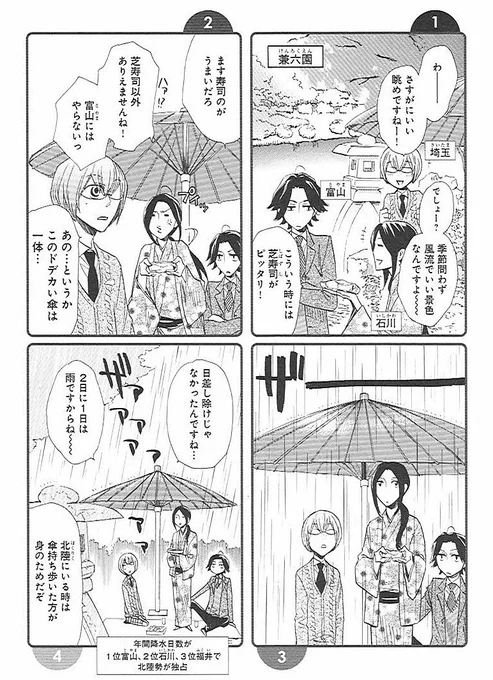 日本の年間降水量は北陸が独占なんですってよ

ジャポニズム47 トキメキ大和魂編   青色イリコ https://t.co/wazZ2WEa5T 