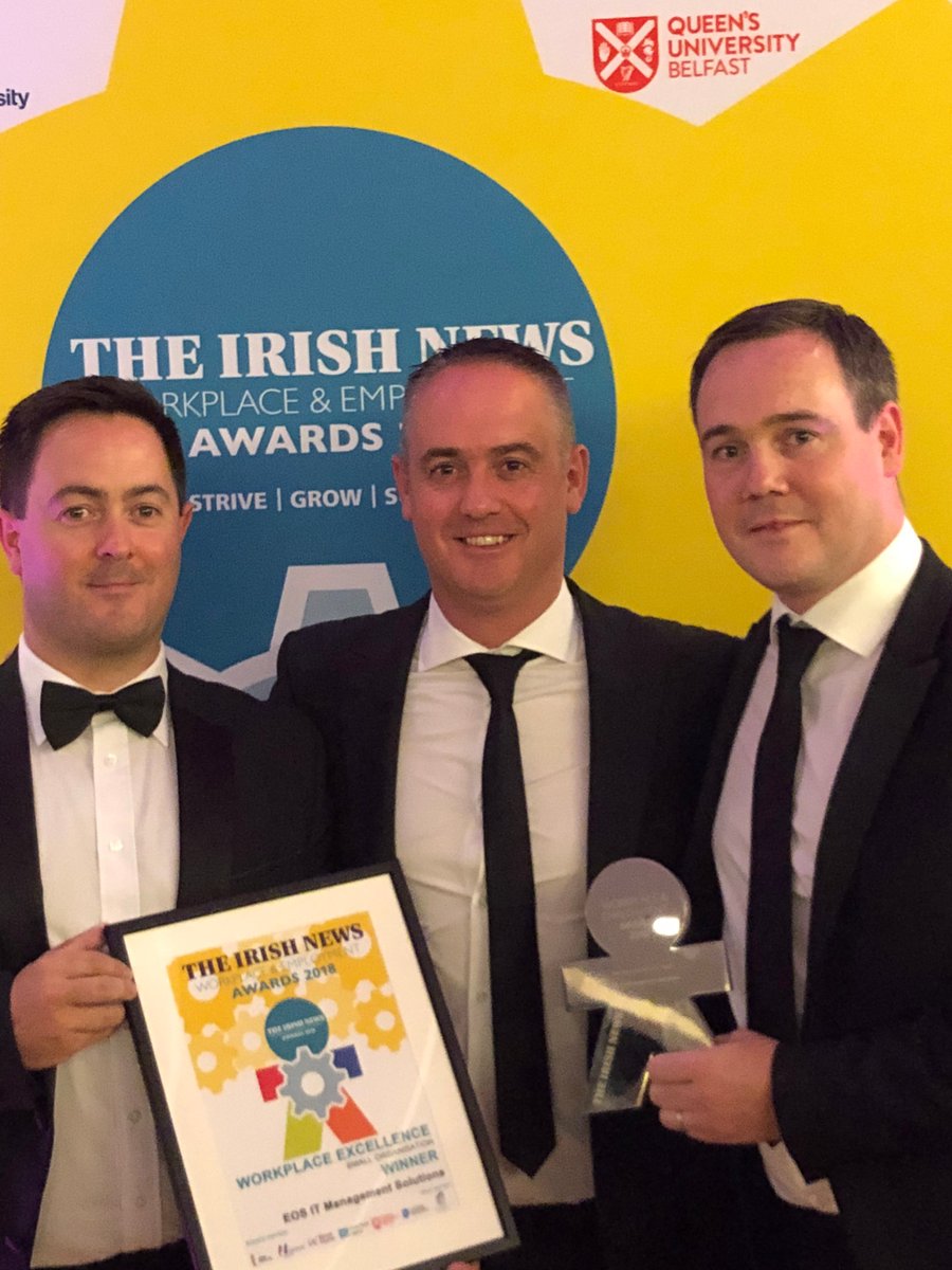 eosits's tweet photo. We are delighted to accept the @irishnewsWEA Workplace Excellence Award! Huge thanks to our EOS team! Fantastic night @TitanicBelfast to celebrate! #workplace #excellence #IrishNewsWEA #TeamEOS https://t.co/9ySONKQyB4