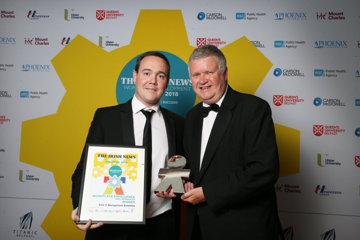 eosits's tweet photo. We are delighted to accept the @irishnewsWEA Workplace Excellence Award! Huge thanks to our EOS team! Fantastic night @TitanicBelfast to celebrate! #workplace #excellence #IrishNewsWEA #TeamEOS https://t.co/9ySONKQyB4
