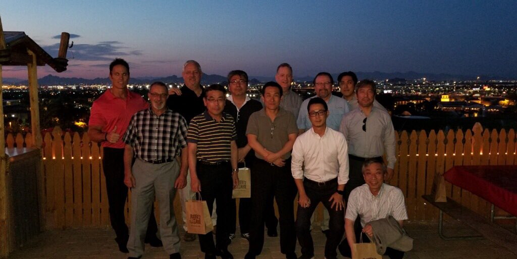 MutohAmerica's tweet photo. We have some partners in town from Japan enjoying the desert for the next few days. Last night, we went to @RustlersRooste for dinner with a view! #teammutoh https://t.co/ZFzGPfnLQP