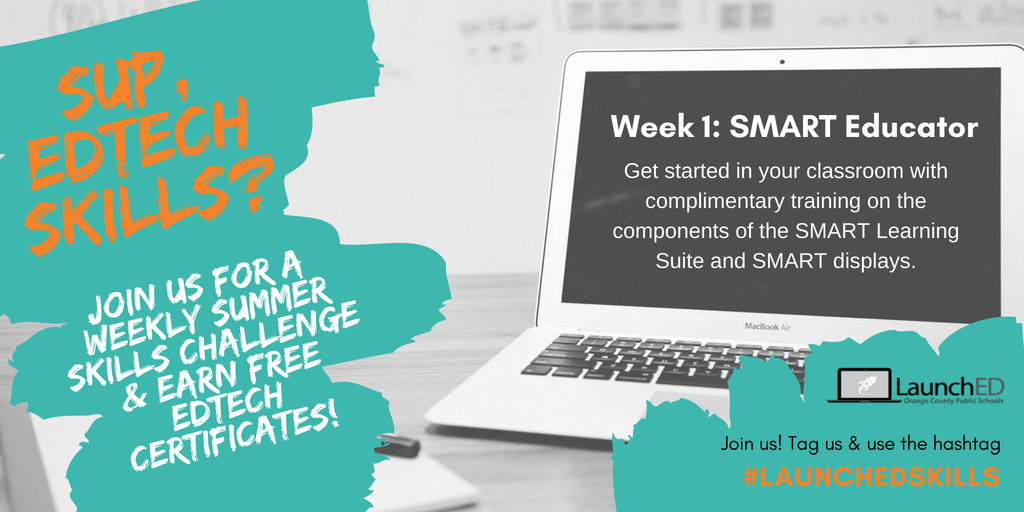 CPLocps's tweet photo. Teachers itβs time for week 1 of the π #LaunchED Summer Skills Challenge π Get ready to launch digital learning in your classroom & earn your #SMARTeducator certification for FREE π Get started here β‘οΈ https://t.co/qhzffCgXkL π see you next Friday for week 2 π https://t.co/mIyYyKgoAG