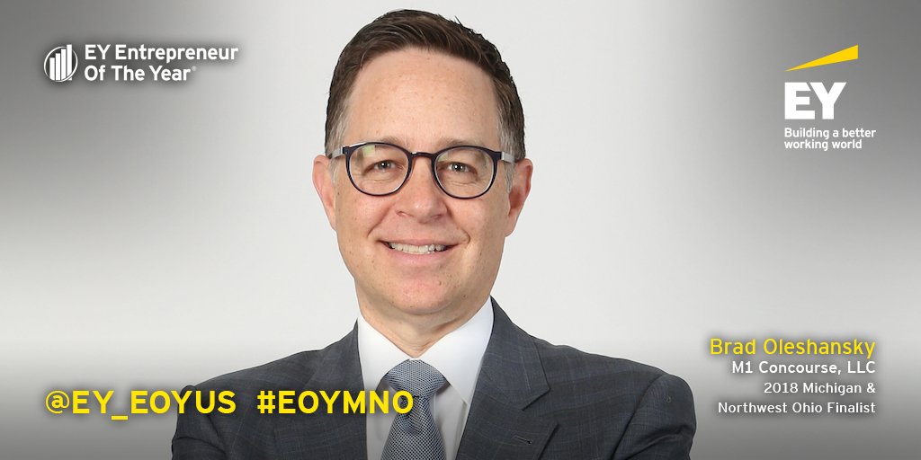 Angie__Kelly's tweet photo. Congratulations to Brad Oleshansky for being named an Entrepreneur Of The Year 2018 Michigan and Northwest Ohio Finalist! We look forward to seeing you and celebrating the @M1Concourse success story at the #EOYMNO awards gala at the Detroit Institute of Arts on June 27! @EY_EOYUS https://t.co/xw39KxuBsY