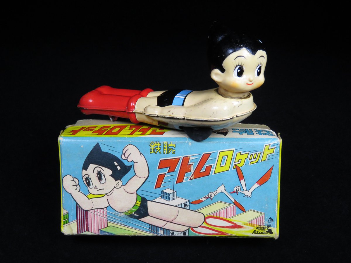 mark_toys's tweet photo. MB Toys - FOR SALE - Astro Boy Mighty Atom Flyer – Tada – Japan - This is a tin lithographed friction powered Mighty Atom (Astro Boy) Flyer with a difficult to find Original box!  Astro Boy with a vinyl head and tin body - excellent box graphics!  https://t.co/fHcfdSyY7N https://t.co/uGLPRFvmoX