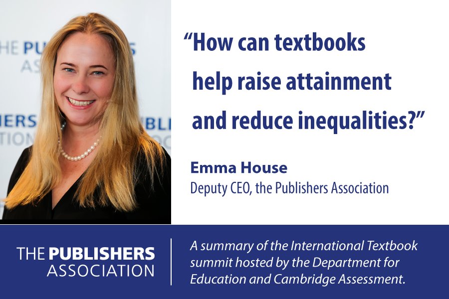 PublishersAssoc's tweet photo. If you missed the International Textbook Summit yesterday at the DfE, our Deputy CEO Emma House has summarised the talks and discussion here: https://t.co/3MUEh97oUG #TextbookChallenge @educationgovuk @emmamhouse https://t.co/rzNn4BT1u7