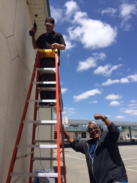 mdusdtechnology's tweet photo. The start of summers means a lot more ladders around schools. Excited about the new Aruba wireless going in. https://t.co/xlUFseLtdQ