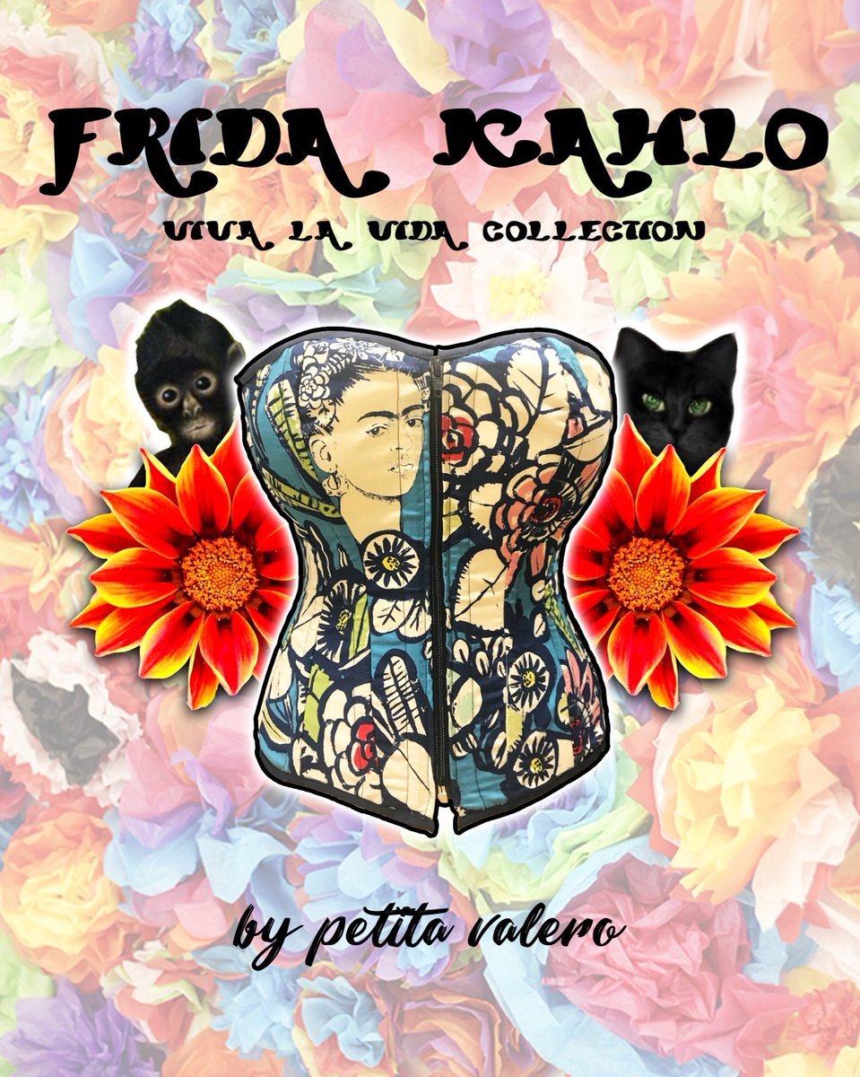 PCorset's tweet photo. “Ahí les dejo mi retrato, pa’ que me tengan presente, todos los días y las noches, que me ausente de ustedes” Nueva minicolección “Viva la vida” de Frida Kahlo ¿Os gusta? Porque a nosotras nos tiene 😍😍 
#FridaKahlo #México #Art #Corset #VivaLaVida #Minicolección https://t.co/oGUQsKzcyb
