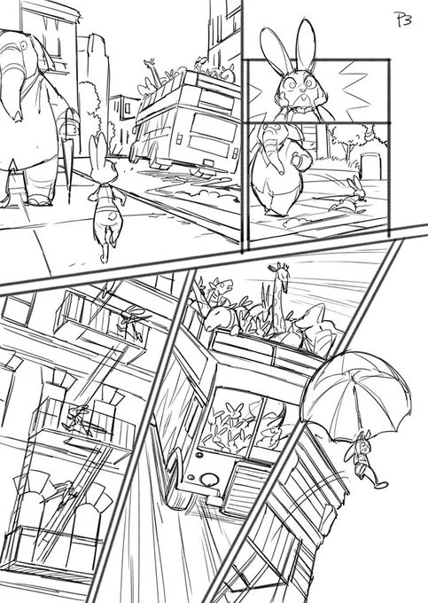結果、主線なしで描くことになったのですが他のアメコミ仕事とは描き方が違うため時間のかかる作業でした。ラフ、下書き、仕上げ(カラー)のコミック制作手順はこんな感じです。ズートピのアートディレクターさんが直接チェックしてくれててファンとしてはめちゃくちゃ嬉しかったなぁ。 