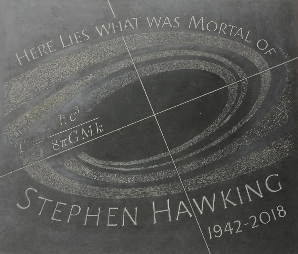 Beautiful memorial stone for #StephenHawking bearing his equally beautiful equation for the temperature of #HawkingRadiation at @wabbey, where his ashes will be buried alongside Sir Isaac Newton and close to the other equation-bearing memorial to Paul Dirac. #RequiescatInPace