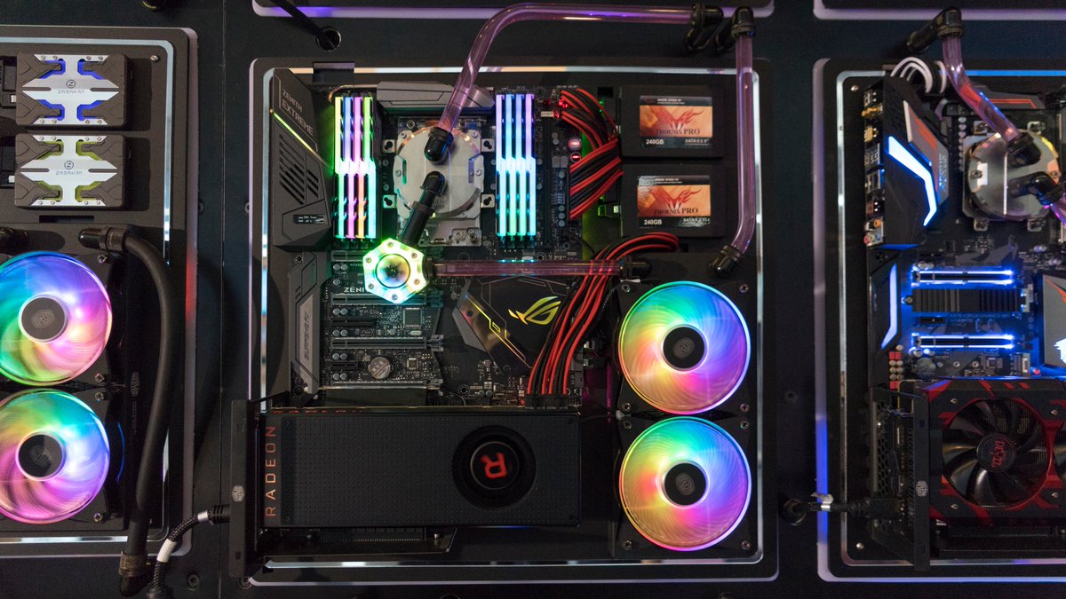 AMD_UK's tweet photo. Spotted at #Computex: the largest water-cooled PC display powered by @Radeon and @AMDRyzen. Feast your eyes on the #InceptionProject! https://t.co/hBTWkF2aa7