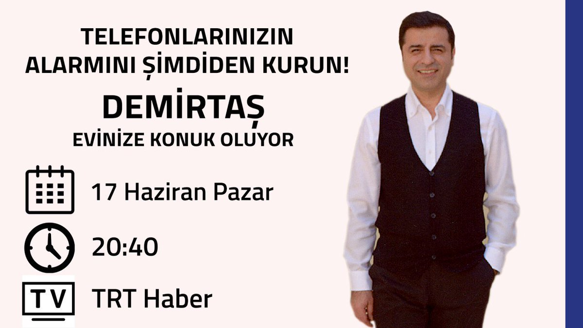 DEMGenelMerkezi's tweet photo. #Demirtas pazar akşamı TRT Haber TV'den bizlere seslenecek. Ve evet, o da bizi görecek... https://t.co/8PkjwBHyI3