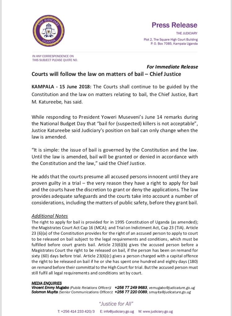 qataharraymond's tweet photo. The Chief Justice has, in a press statement responded to the President’s call to deny bail to ‘killers’ 

#NBSUpdates https://t.co/r9TW71R4m4