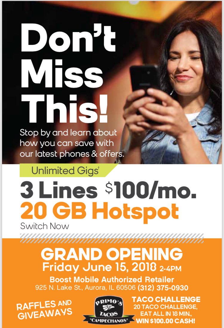 Join us for taco challenge today at our new Boost Mobile store. #Grandopening <a href="/uhm_juna/">Juna Uhm</a> <a href="/Andrew_DCI/">A O</a> @shawnlalani1