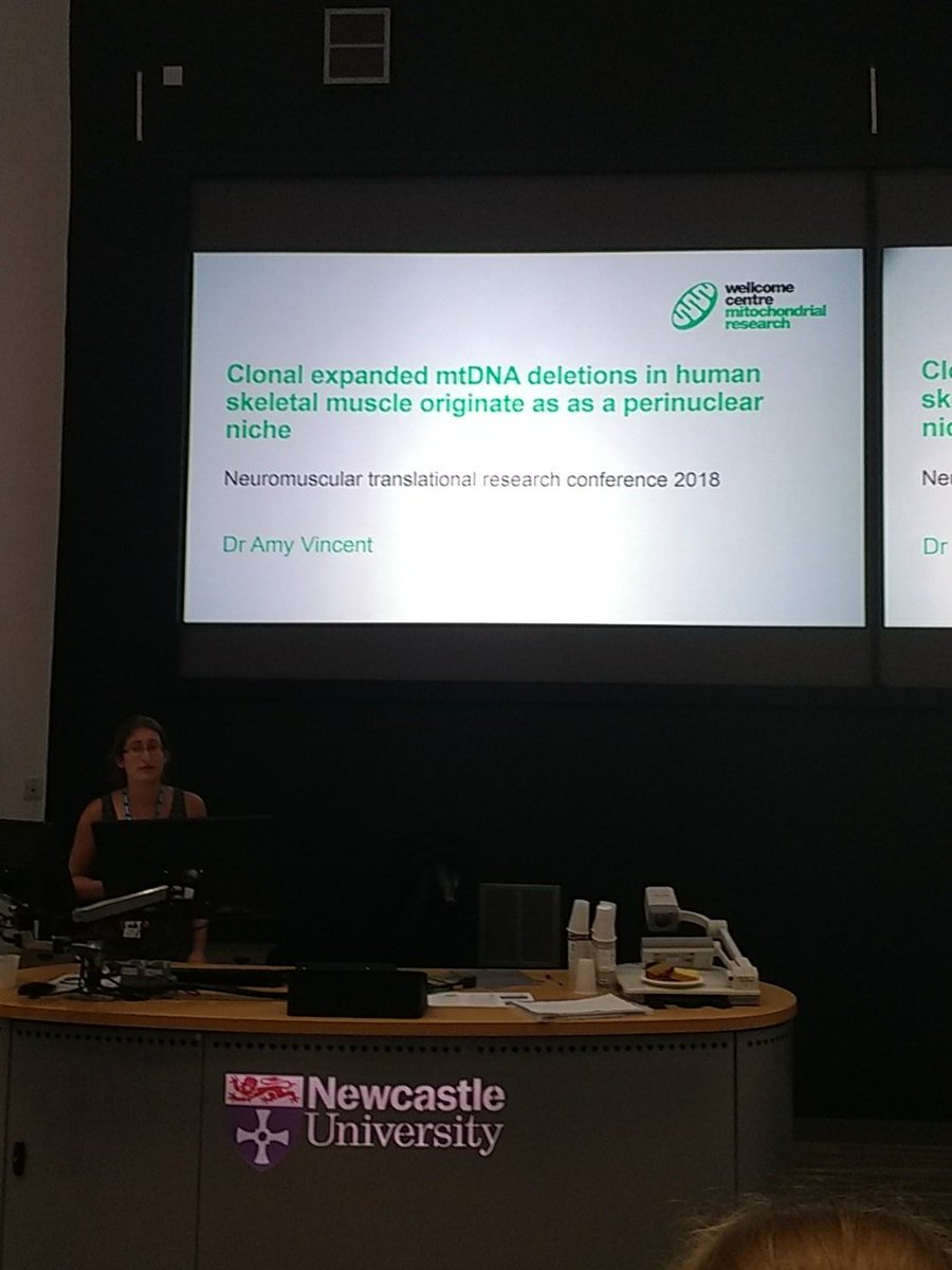 fms_postdoccomm's tweet photo. Amy Vincent of #ION talking now about #mitochondrial #DNA deletions originate as a #subcellular perinuclear niche in #human #skeletal #muscle #nclfpos @NeurosciNCLUni @IoN_Postdocs @wellcometrust https://t.co/9LfdUX6fuc
