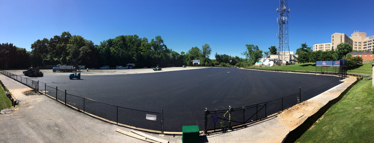 AUeagles's tweet photo. Crews are hard at work laying the asphalt for the new turf at #JacobsComplex! 

📸https://t.co/QjZPud6j0w

#AUFH #AULAX #AUEagles https://t.co/hG5VI1RFBF