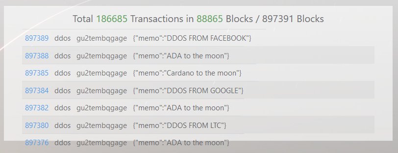 EOSTampaBay's tweet image. Some script kiddie is having fun faking a ddos attack on EOS. #EOS #EOSIO #Scriptkiddies