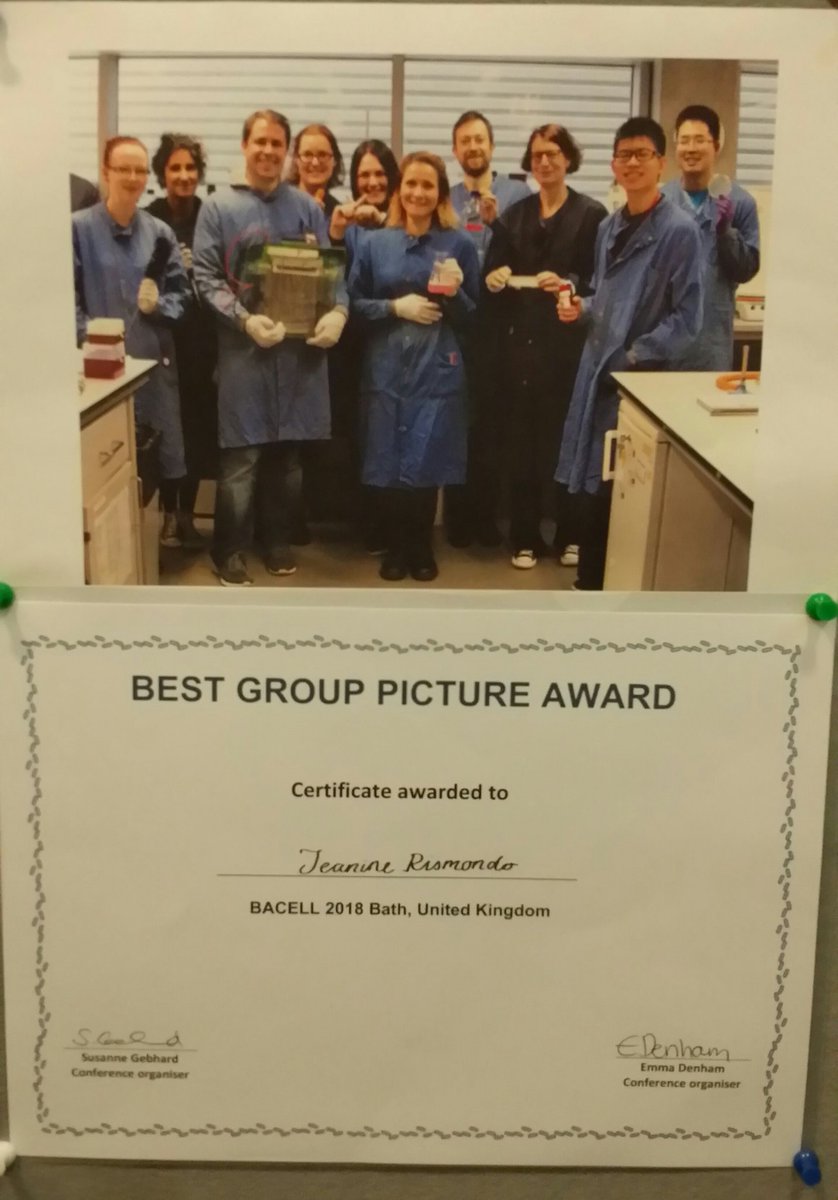 JeanineRismondo's tweet photo. I found a really good place for it 😊 Thanks for this unusual but awesome award @GebhardLab @Gingermicrobe @MarjorieGibbon #Bacell2018 https://t.co/VvqSdMRorK