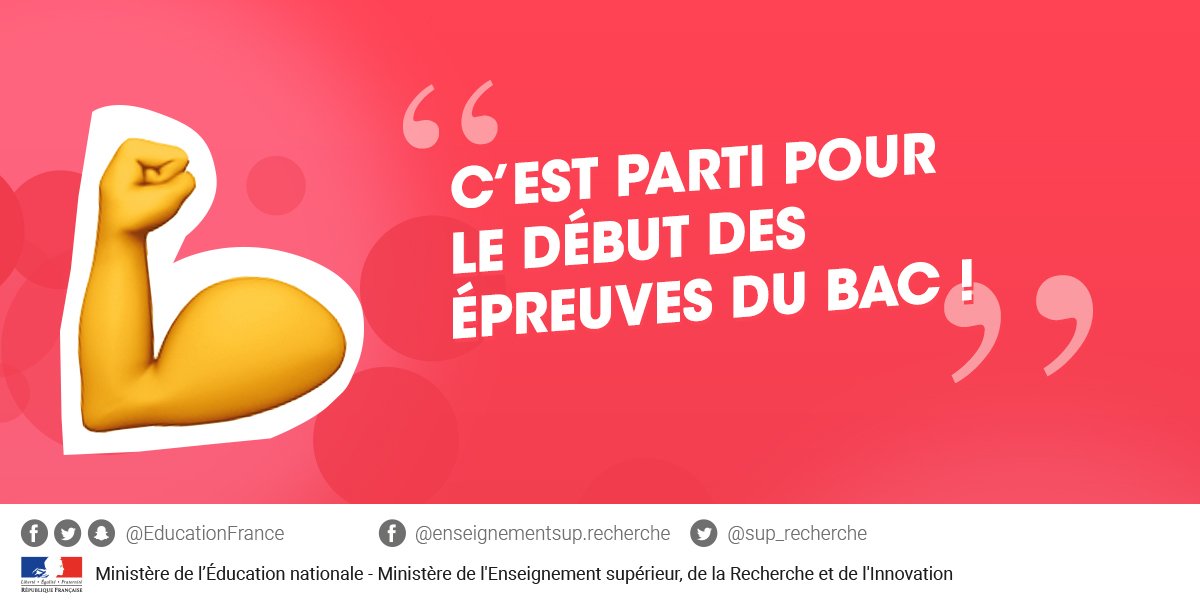 education_gouv's tweet photo. Bon courage à tous les candidats qui passent aujourd'hui les épreuves de philosophie, de français et d'histoire-géographie 👊 #Bac2018 #BacPhilo https://t.co/Beenoj1Ucw