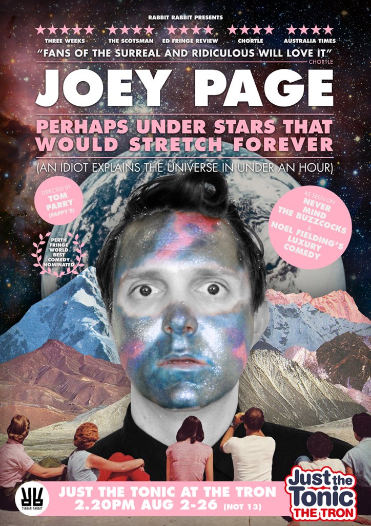RabbitRabbitUK's tweet image. Come see the ridiculous and wonderful @thejoeypage try to make sense of the whole universe this Fringe. No mean feat, that. Directed by Tom Parry. Tickets:  
tickets.edfringe.com/whats-on/joey-… 

#edboost