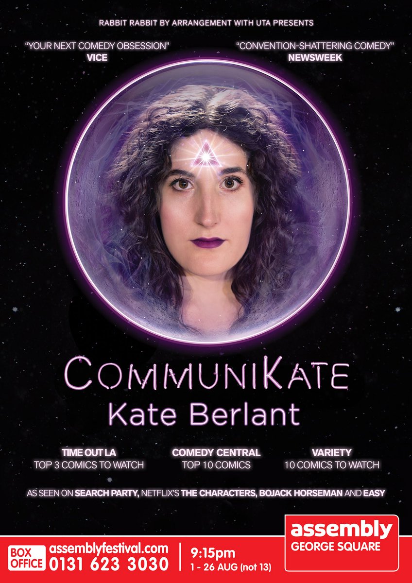 RabbitRabbitUK's tweet image. The dreamy surreal queen of America’s alternative comedy scene, @kateberlant, makes her much anticipated debut at #EdFringe this year. Lots of excitement surrounding this one. Tix: assemblyfestival.com/whats-on/kate-…  

#edboost.