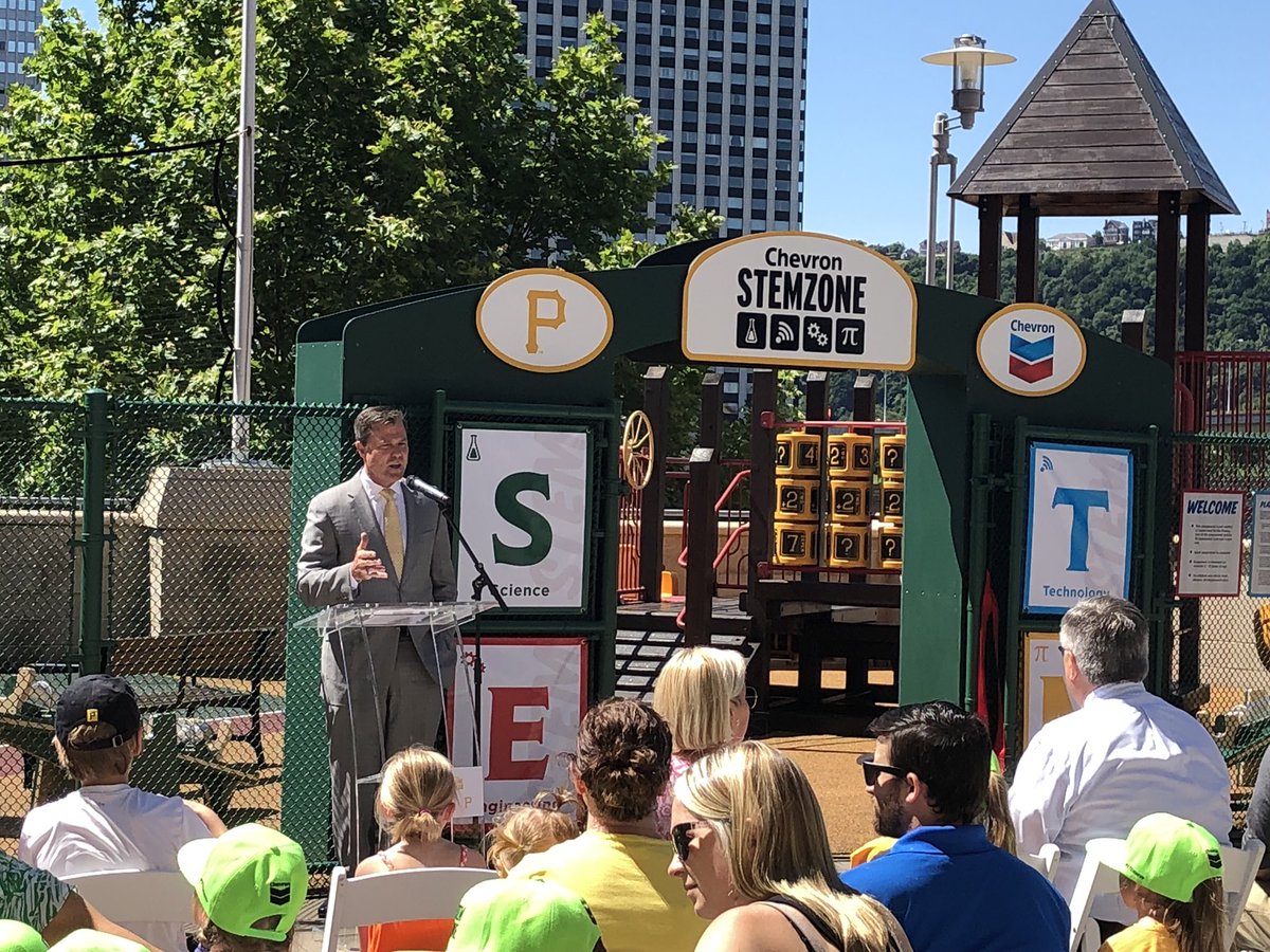 ChevronSTEMZone's tweet photo. A brand new @Chevron #STEM Zone opens today! @Pirates president Frank Coonelly welcomes visitors at PNC Park. #STEMMVP https://t.co/skKZGpd7CO