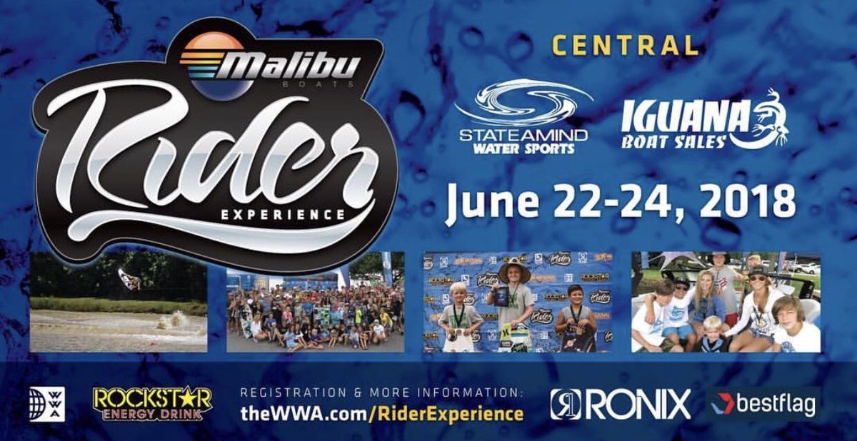 <a href="/malibuboats/">Malibu Boats</a> Rider Experience hits the Central Region in 1 week! All ages and abilities are invited to partake in this fun and progressive weekend on the water! #WhereWakeTakesYou #RiderExperience <a href="/Ronix/">Ronix Wakeboards</a> <a href="/rockstarenergy/">Rockstar Energy Drink</a> <a href="/bestflag/">Best Flag</a> <a href="/Stateamindwater/">Stateamind</a> @IguanaBoatSales